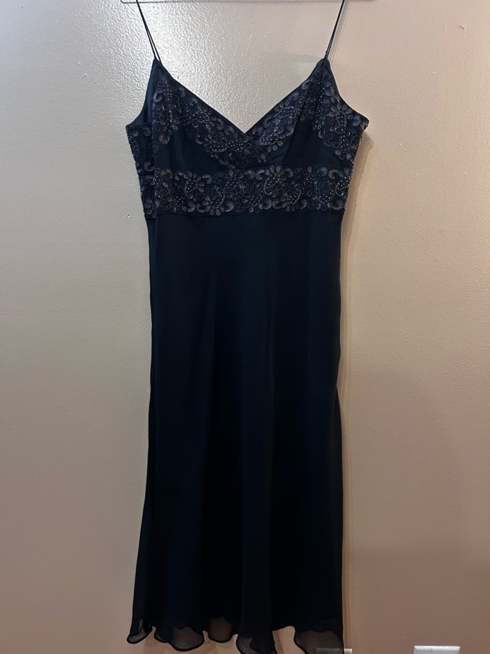 Jones New York Black Beaded Midi Slip Dress